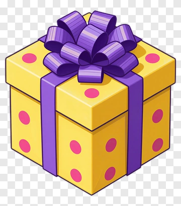 Colorful Gift Box With Purple Ribbon PNG