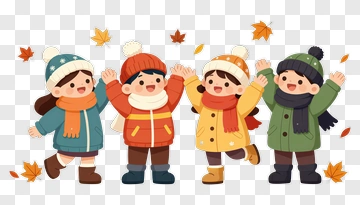 Happy Children Celebrating Autumn PNG