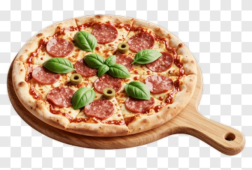 Pepperoni Pizza On A Wooden Cutting Board PNG