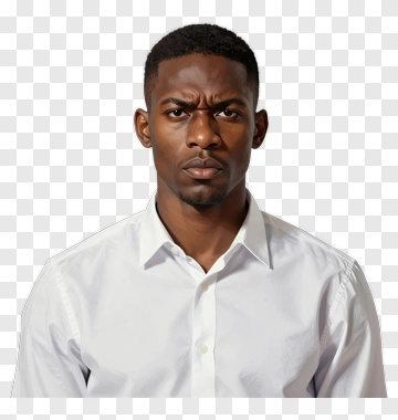 Serious Man In White Shirt PNG