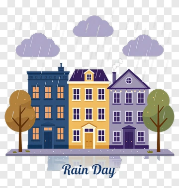 Colorful Houses On A Rainy Day PNG