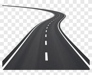 Curved Asphalt Road With Markings PNG