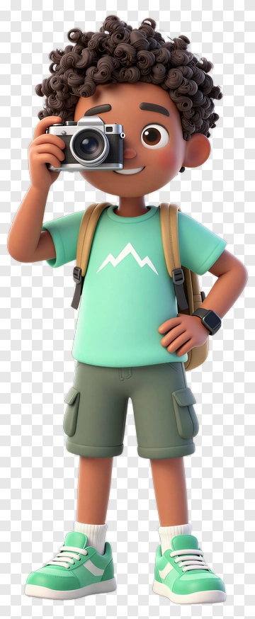 3D Boy Holding A Camera PNG