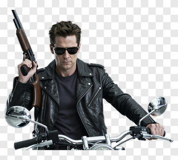 Man On Motorcycle Holding A Gun PNG