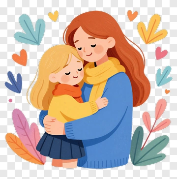 Cartoon Mother Holding Child PNG