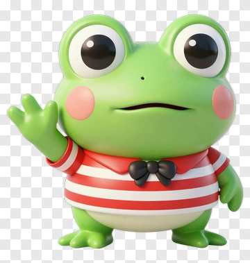 3D Cartoon Frog Waving Hello PNG