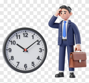 3D Businessman Looking At Clock PNG