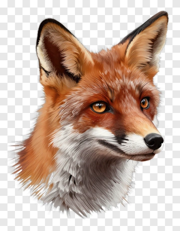 Realistic Fox Head Portrait PNG