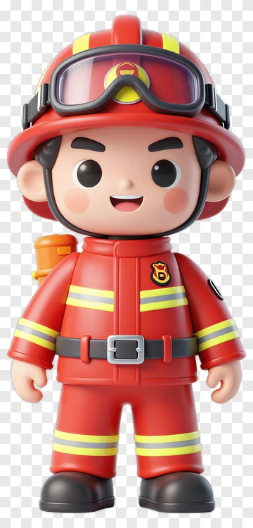 Cartoon Firefighter Character PNG