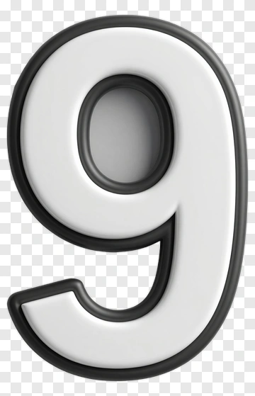 3D Number Nine PNG