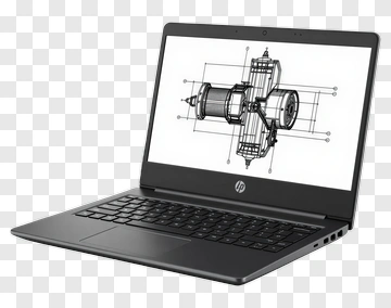 Hp Laptop Displaying Technical Drawing PNG
