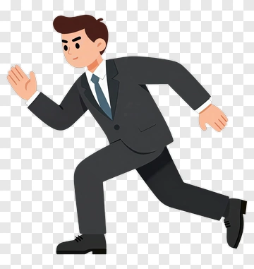 Cartoon Businessman Running PNG