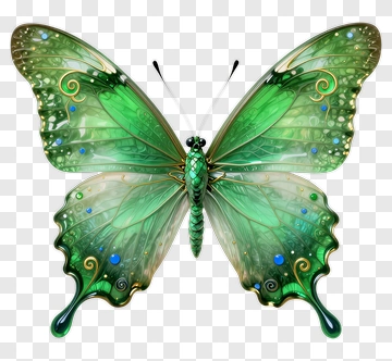 Colorful Butterfly With Green And Blue Accents PNG