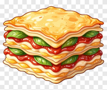 Colorful Lasagna With Basil Leaves PNG