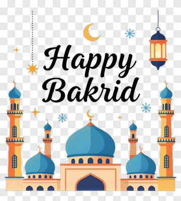 Happy Bakrid Celebration With Mosque Illustration PNG