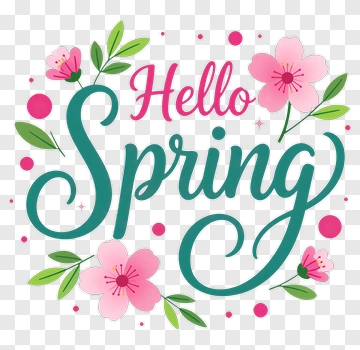 Hello Spring Floral Design PNG