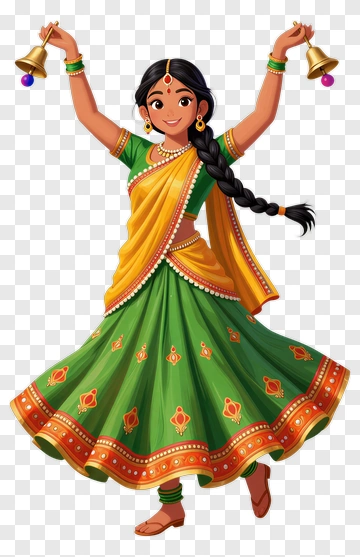 Dancing Girl In Traditional Indian Attire PNG