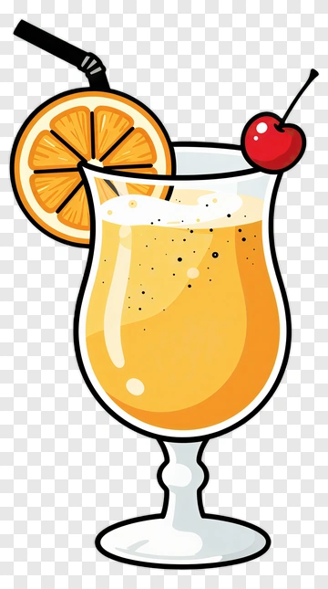Cartoon Orange Drink With Cherry And Straw PNG