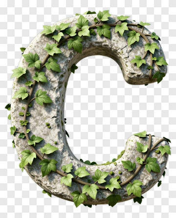 Stone Letter C Covered In Ivy PNG