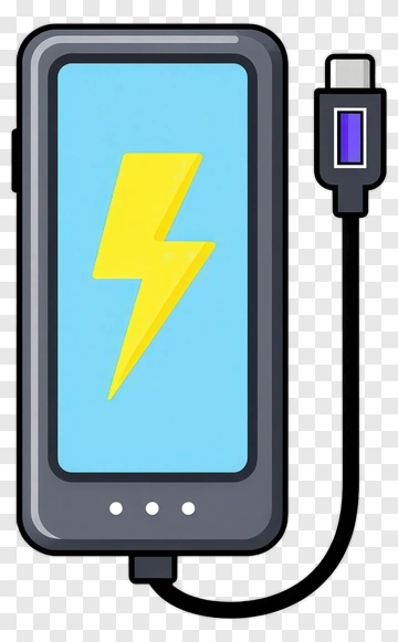 Smartphone Charging With Lightning Bolt Icon PNG