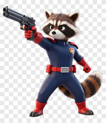 3D Cartoon Raccoon Holding A Gun PNG