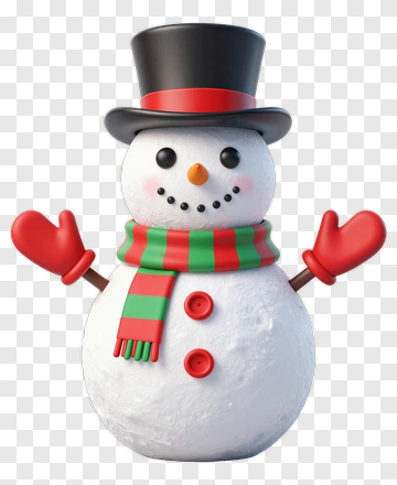 Cartoon Snowman Wearing A Top Hat And Scarf PNG