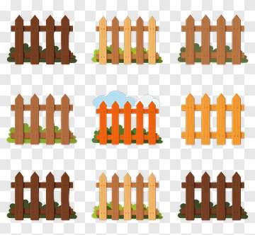 Colorful Wooden Fences With Grass PNG