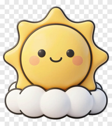 Cartoon Sun With Smiling Face PNG
