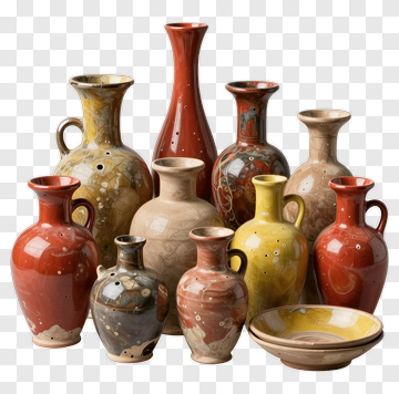 Colorful Ceramic Pottery Collection PNG
