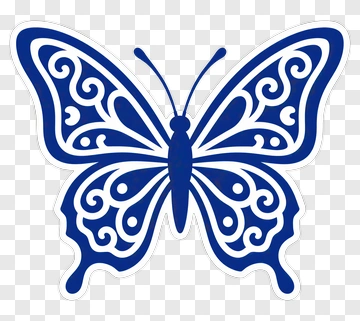 Blue Butterfly With Decorative Patterns PNG