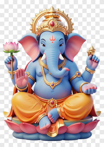 Colorful Lord Ganesha Sitting On A Lotus PNG