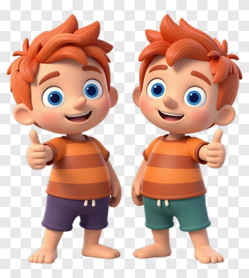 Cartoon Boys Giving Thumbs Up PNG