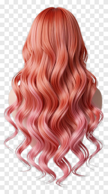 Long Wavy Pink Hair PNG