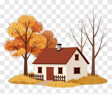 Autumn House Surrounded By Colorful Trees PNG