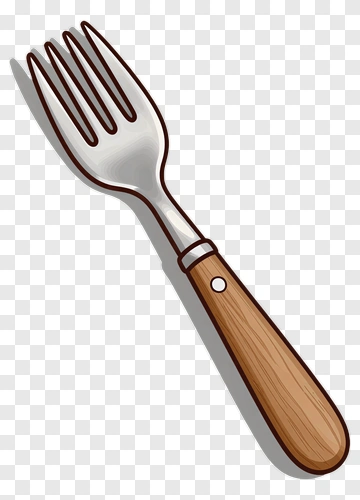 Cartoon Fork With Wooden Handle PNG