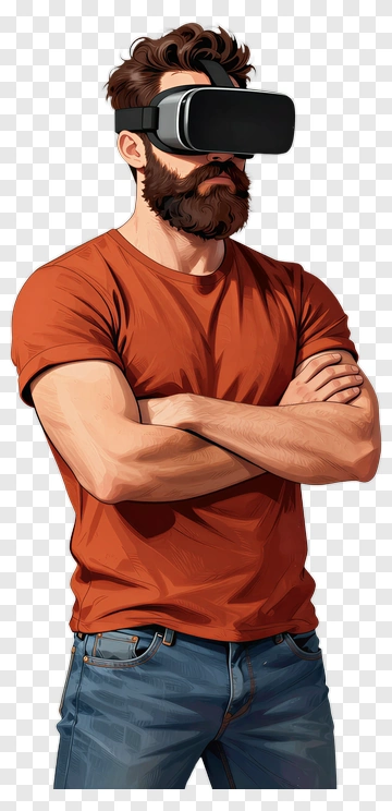 Man Wearing Virtual Reality Headset PNG