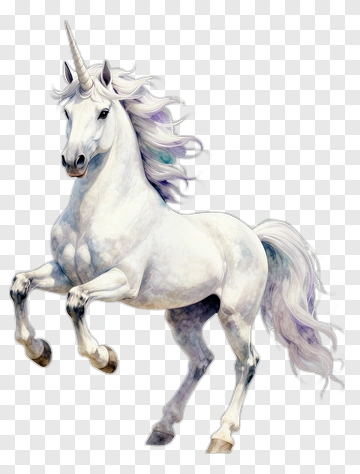White Unicorn With Flowing Mane PNG