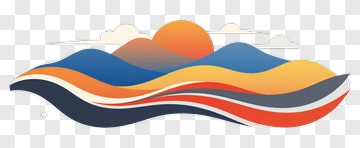 Abstract Landscape With Waves And Sun PNG