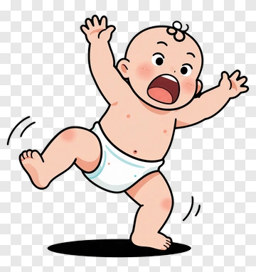Cartoon Baby Standing And Waving PNG