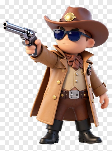 3D Cowboy Holding A Gun PNG