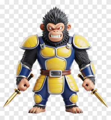 3D Gorilla Warrior With Dual Swords PNG