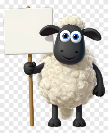 Cartoon Sheep Holding A Blank Sign PNG