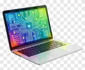 Colorful Laptop With Circuit Design PNG