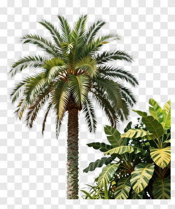 Palm Tree And Tropical Leaves PNG