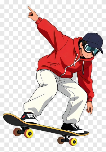 Cartoon Skater Performing A Trick PNG