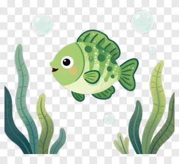 Cartoon Fish Swimming In Water PNG