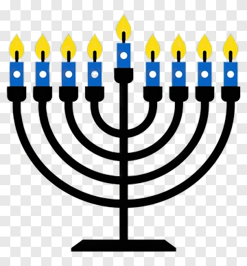 Menorah With Blue And Yellow Candles PNG