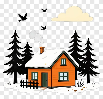 Cartoon House In A Winter Scene PNG
