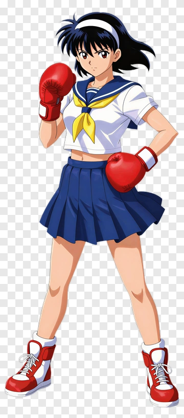 Boxing Girl In School Uniform PNG