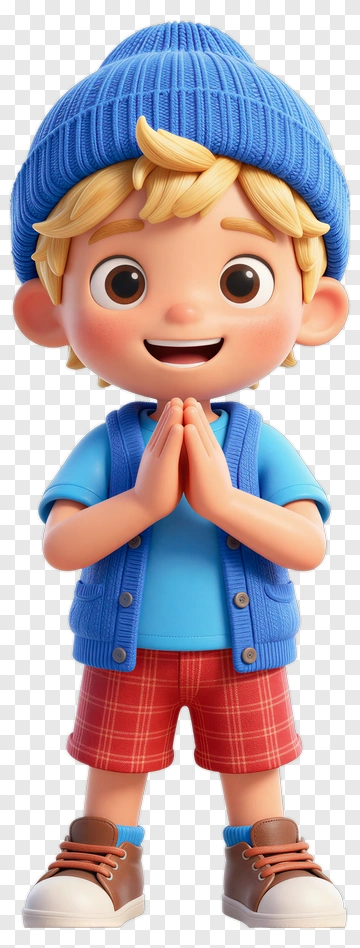 3D Boy With Hands Together In Prayer Pose PNG